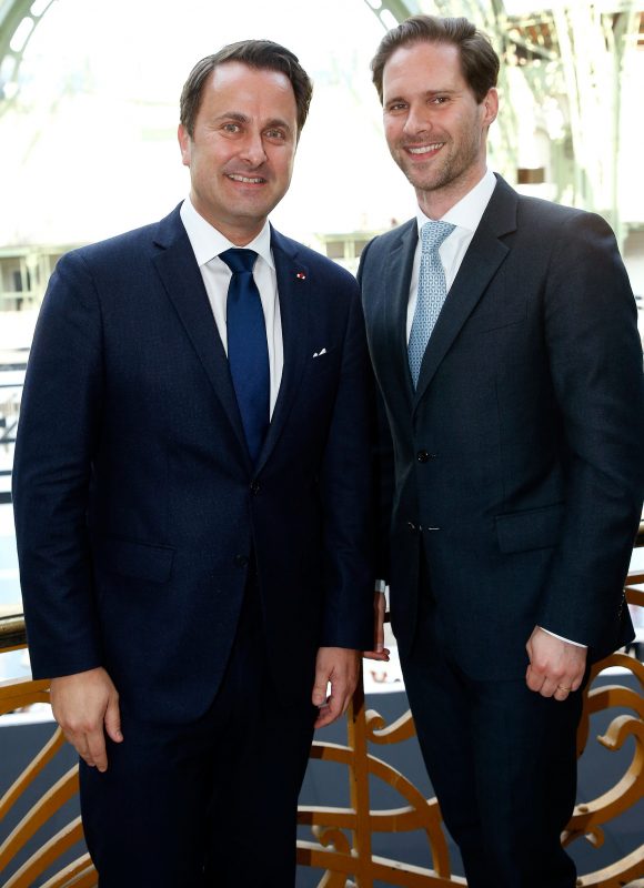 PARIS, FRANCE - MAY 05:  (L-R) Prime Minister of Luxembourg Xavier Bettel and his husband Architect Gauthier Destenay attend the "Revelations" Fair at Balcon d'Honneur du Grand Palais on May 5, 2017 in Paris, France.  (Photo by Bertrand Rindoff Petroff/Getty Images)